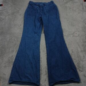Vintage Big Yank Jeans Mens 28x32 Blue Denim Bell Bottom‎ Patch Pocket Talon 70s